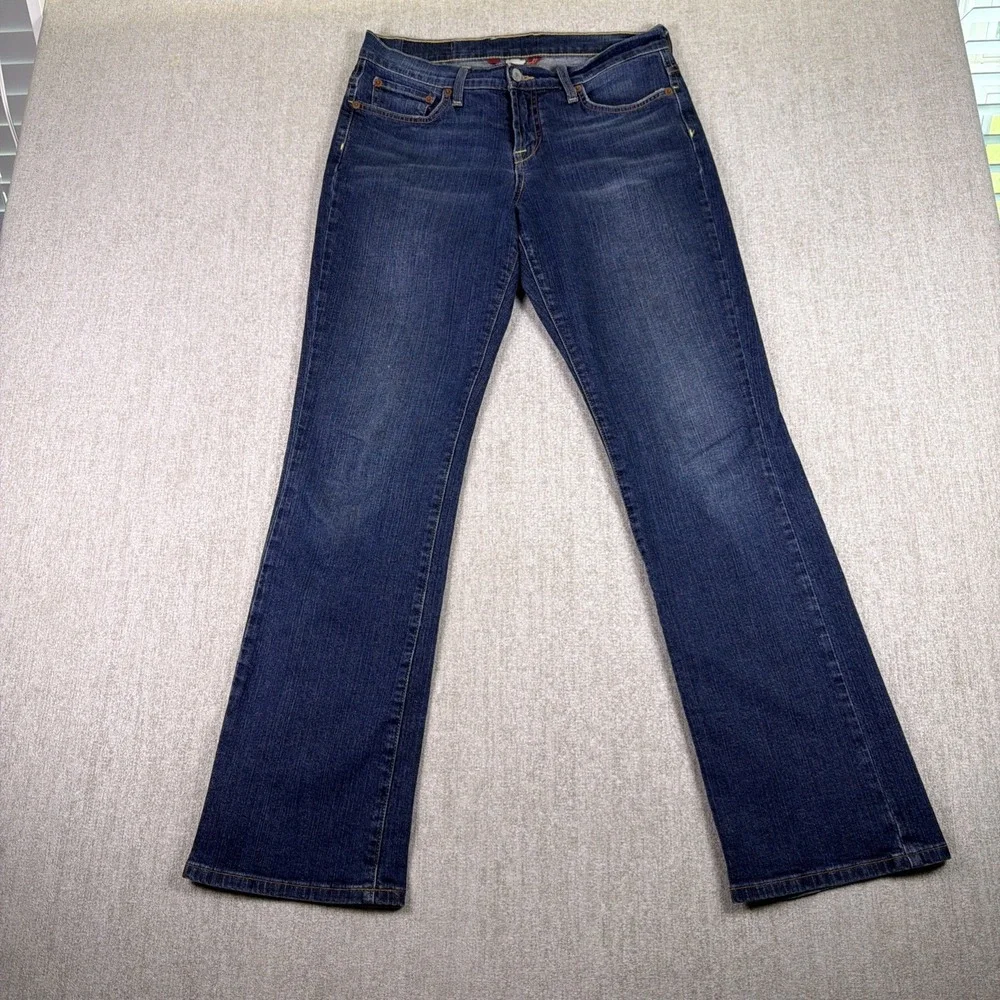 Lucky Brand Jeans Womens 8 Easy Rider Mid Rise‎ Stretch Distressed Blue Denim